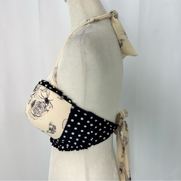 HOT TOPIC Polka Dots & Insects Swim bikini TOP - Picture 4 of 8